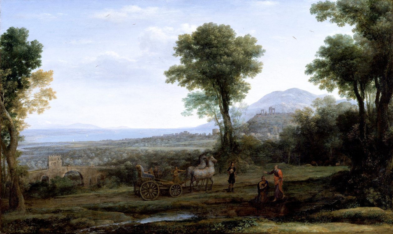Paisaje con San Felipe bautizando al eunuco, 1678 de Claude Lorrain