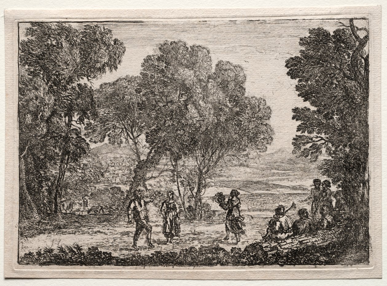 Paisaje con una Danza Campestre (Placa Pequeña) de Claude Lorrain