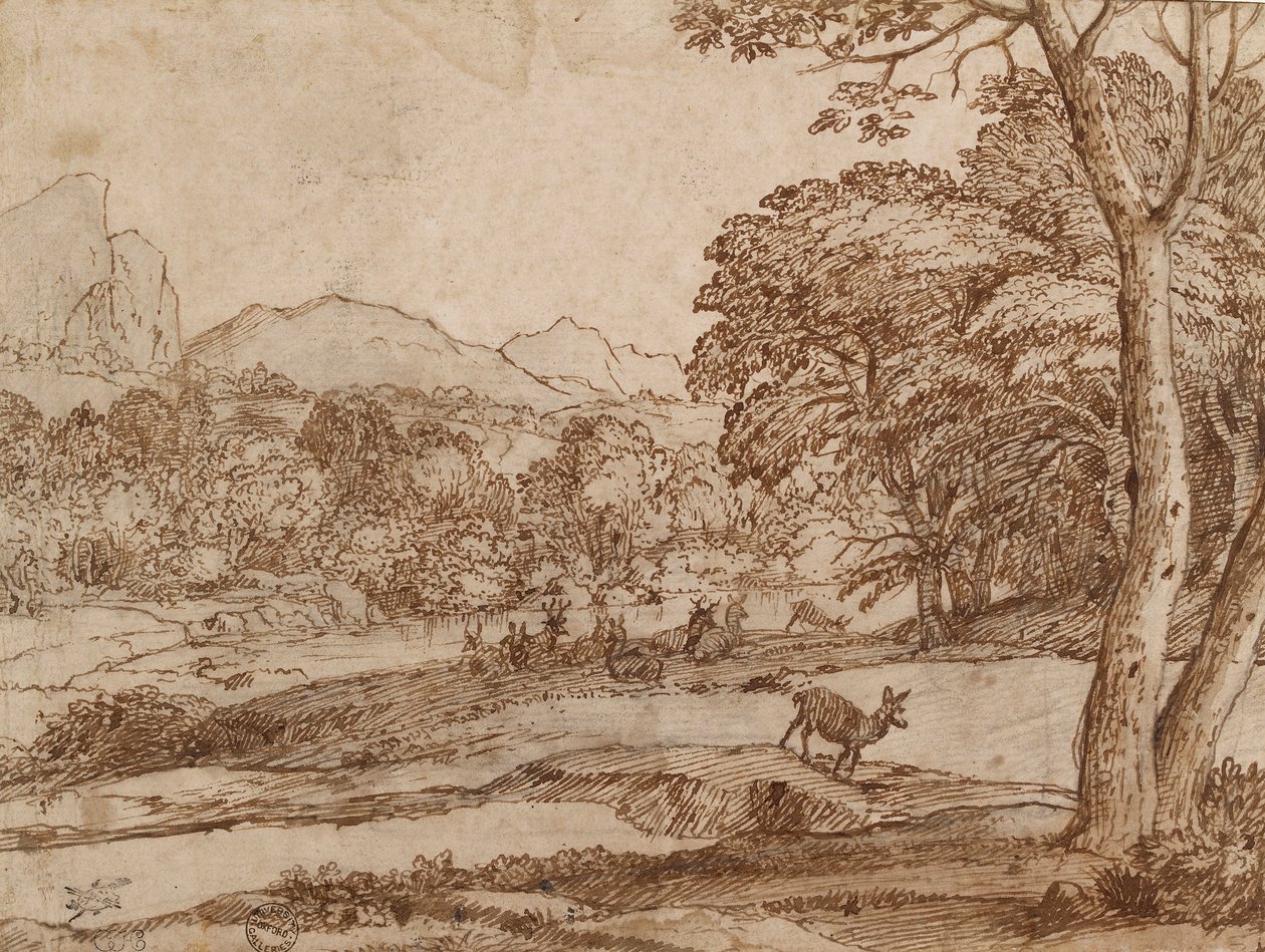 Paisaje con una manada de ciervos de Claude Lorrain