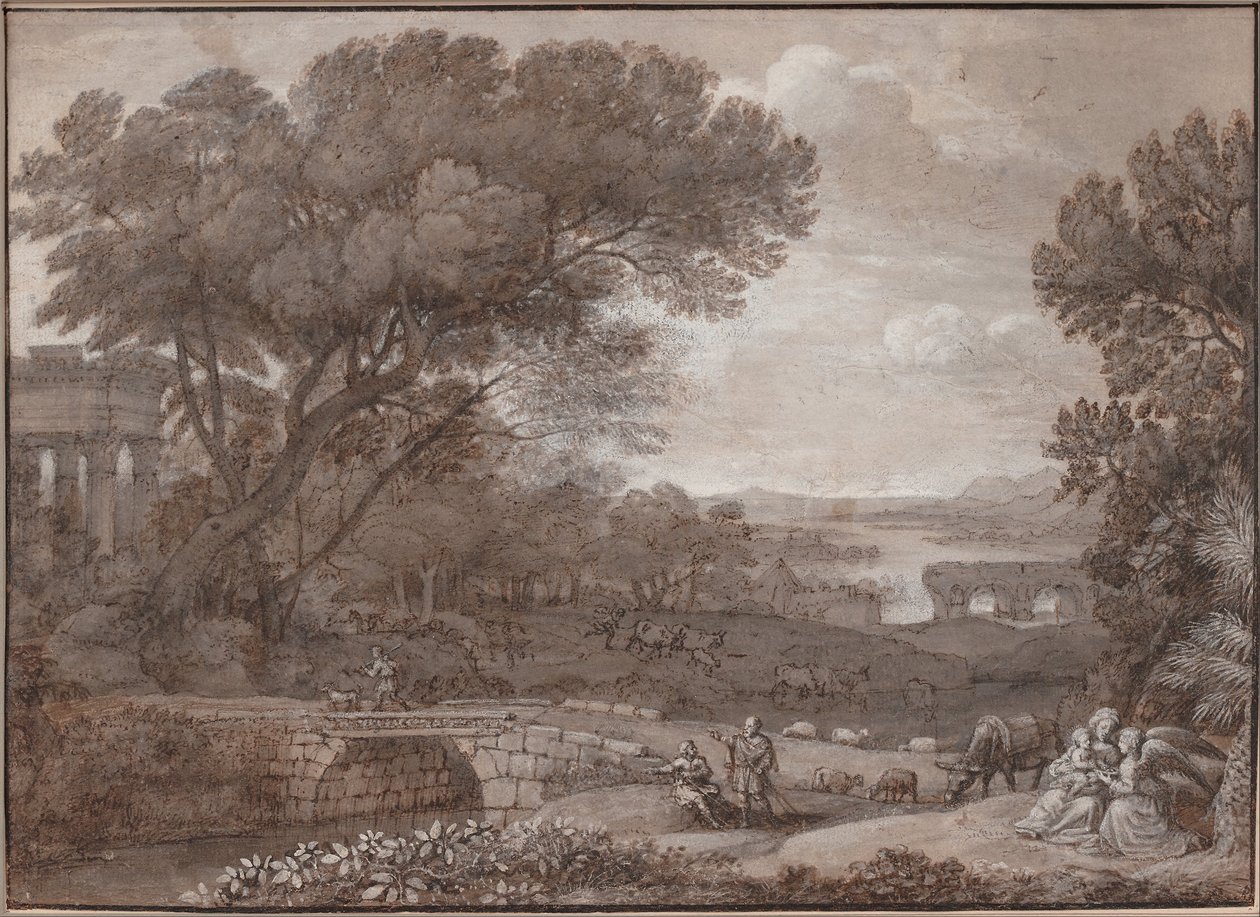 Paisaje con el Resto en la Huida a Egipto, 1660 de Claude Lorrain