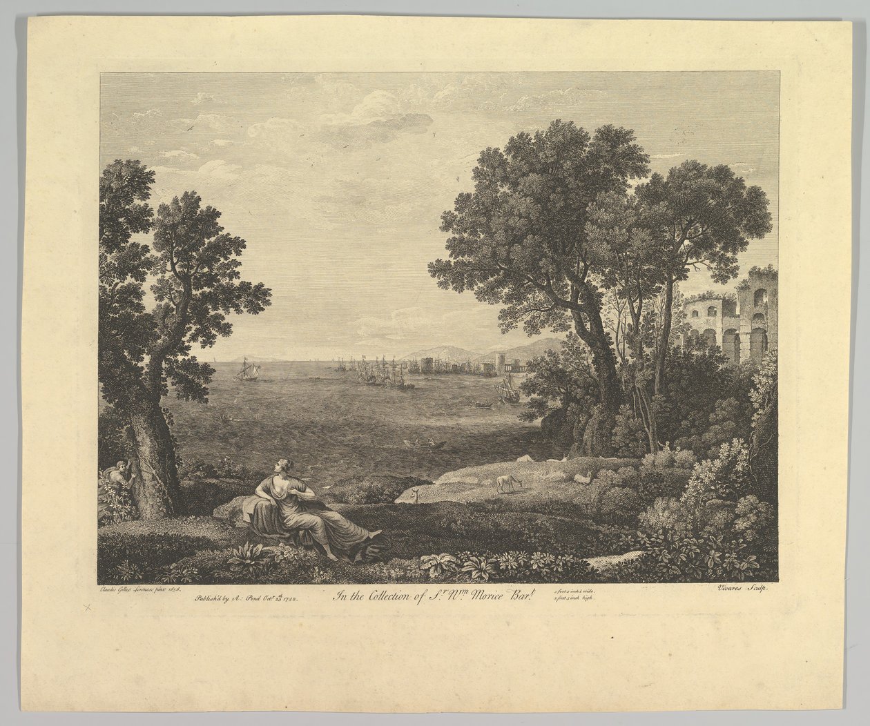 Marina con Baco y Ariadna, 1742 de Claude Lorrain