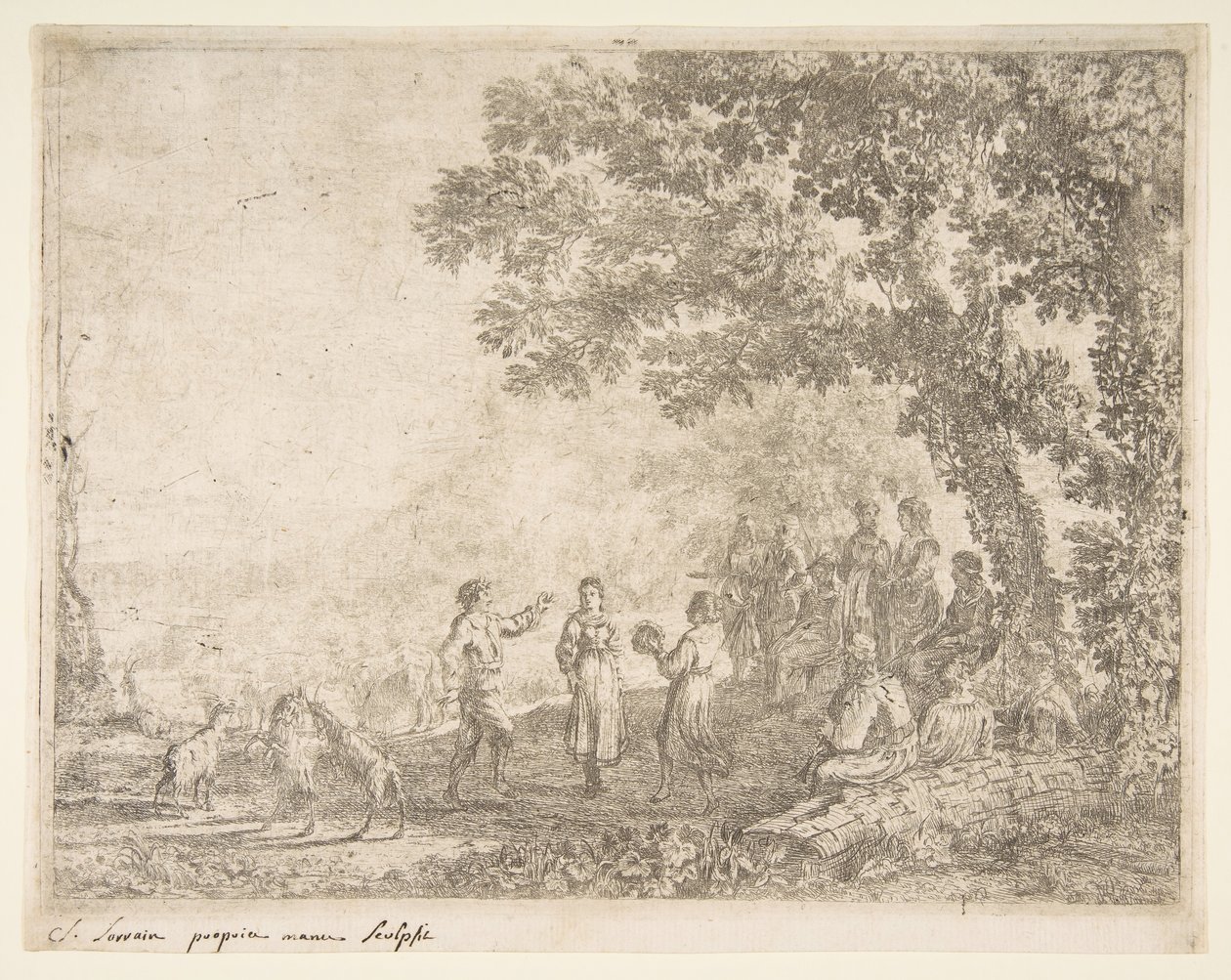 La danza campestre, placa grande, ca. 1637 de Claude Lorrain
