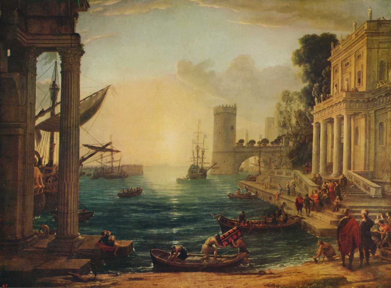 El embarque de la Reina de Saba, 1648, c1915 de Claude Lorrain
