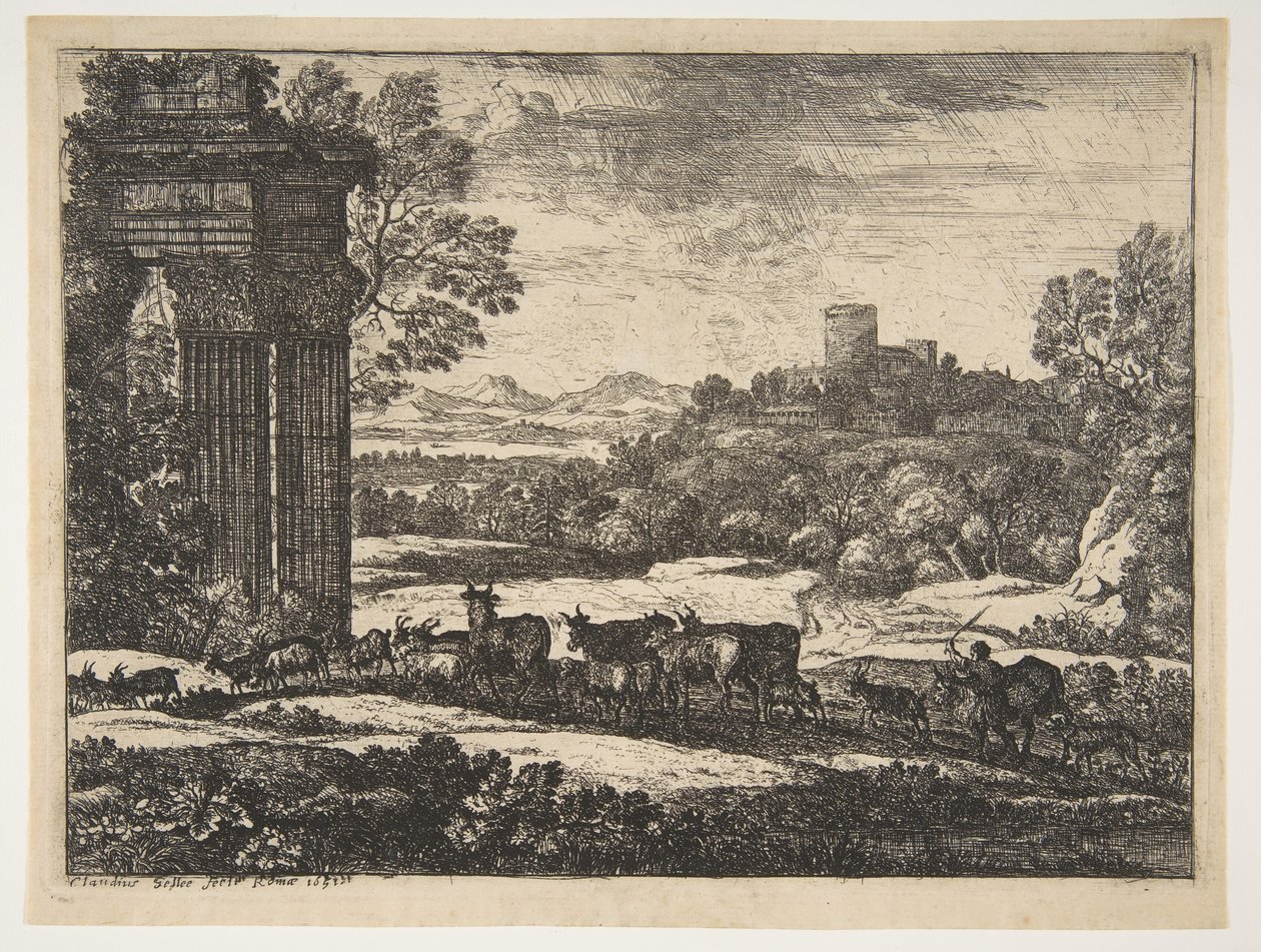 El rebaño regresando en clima tormentoso, ca. 1650-51 de Claude Lorrain