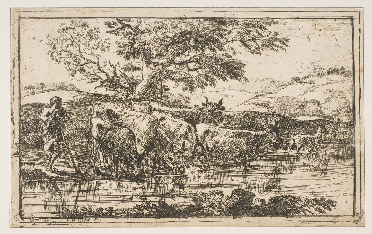 El rebaño en el abrevadero, 1635 de Claude Lorrain