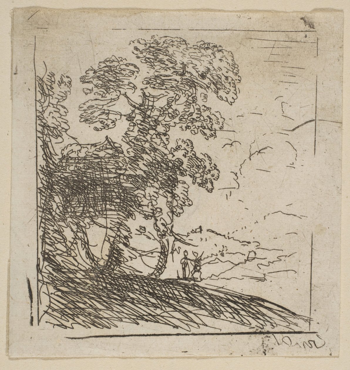 Los dos paisajes, árbol derecho, ca. 1630 de Claude Lorrain