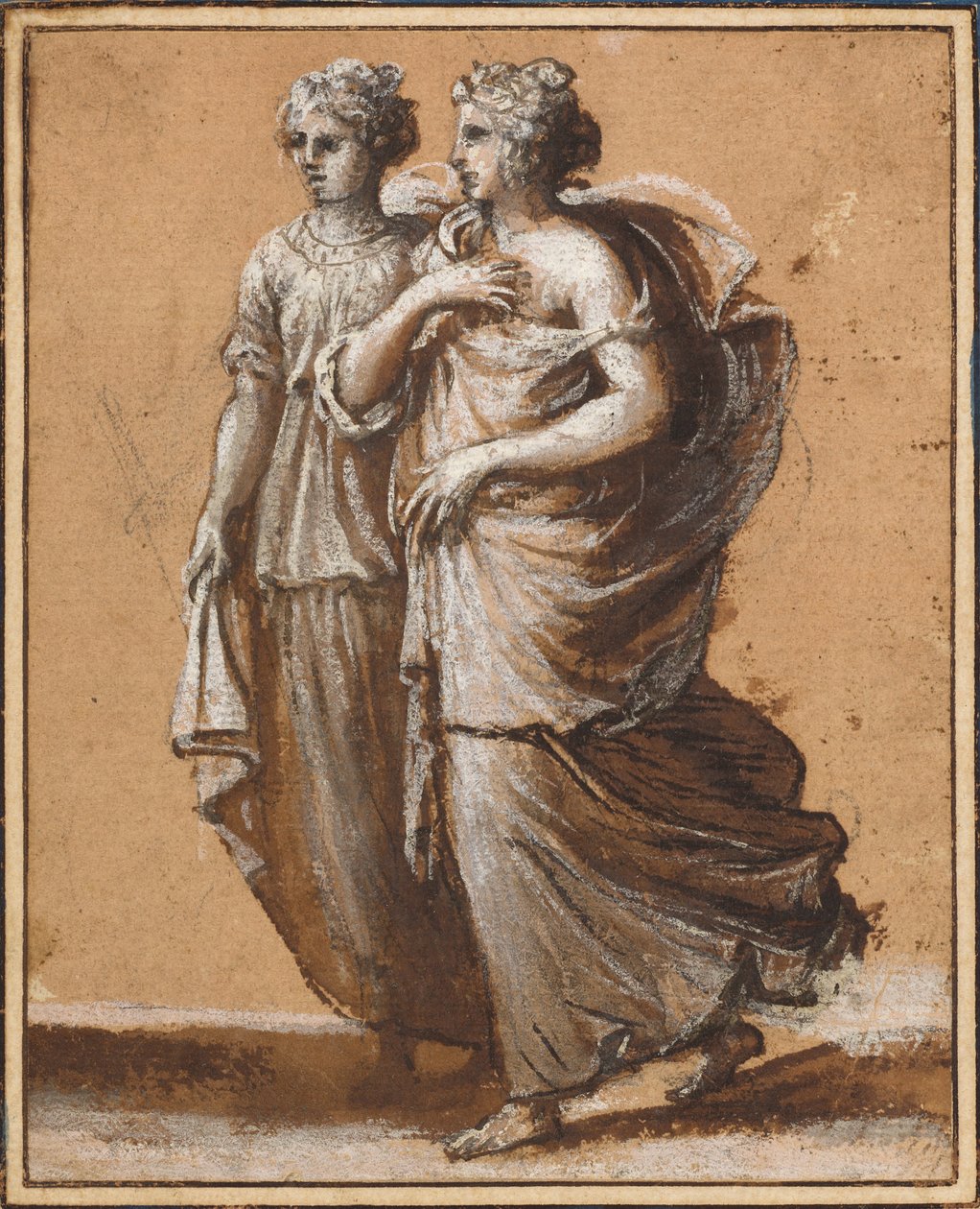 Dos mujeres con vestido clásico de Claude Lorrain