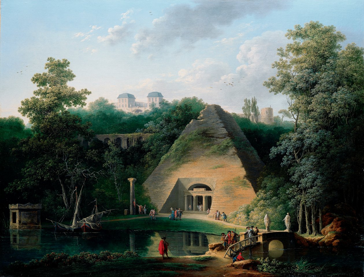 La pirámide en el Chateau de Maupertuis, c.1785 de Claude Louis Chatelet