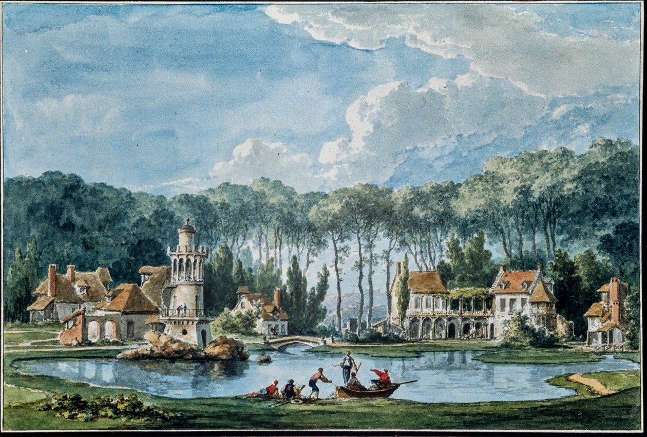 Vista del jardín, del "Álbum de María Antonieta". Vistas y planos del Petit Trianon de Versalles 