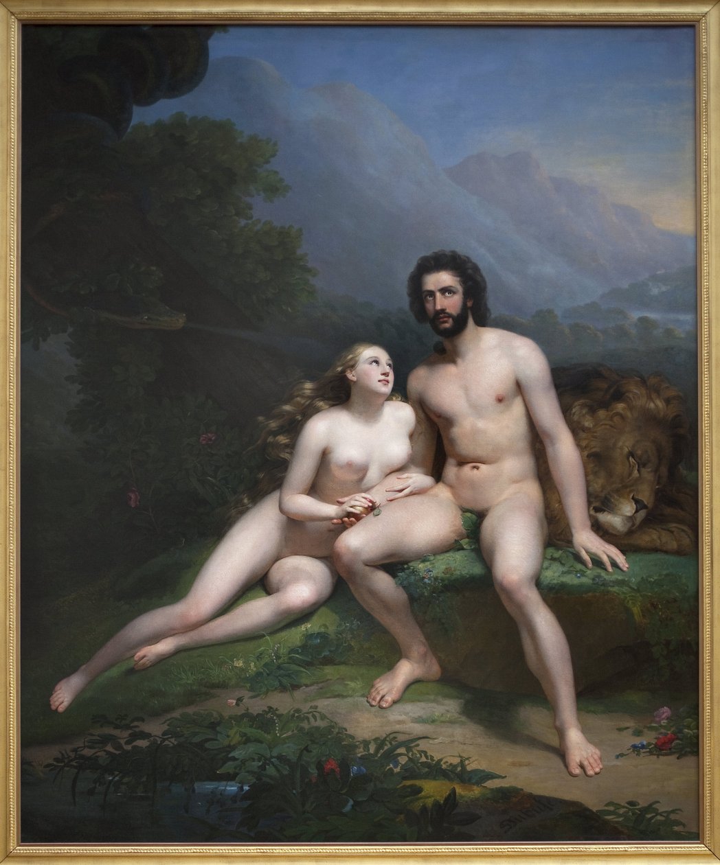 Adán y Eva. Pintura de Claude Marie Dubufe (1790-1864) de Claude Marie Dubufe