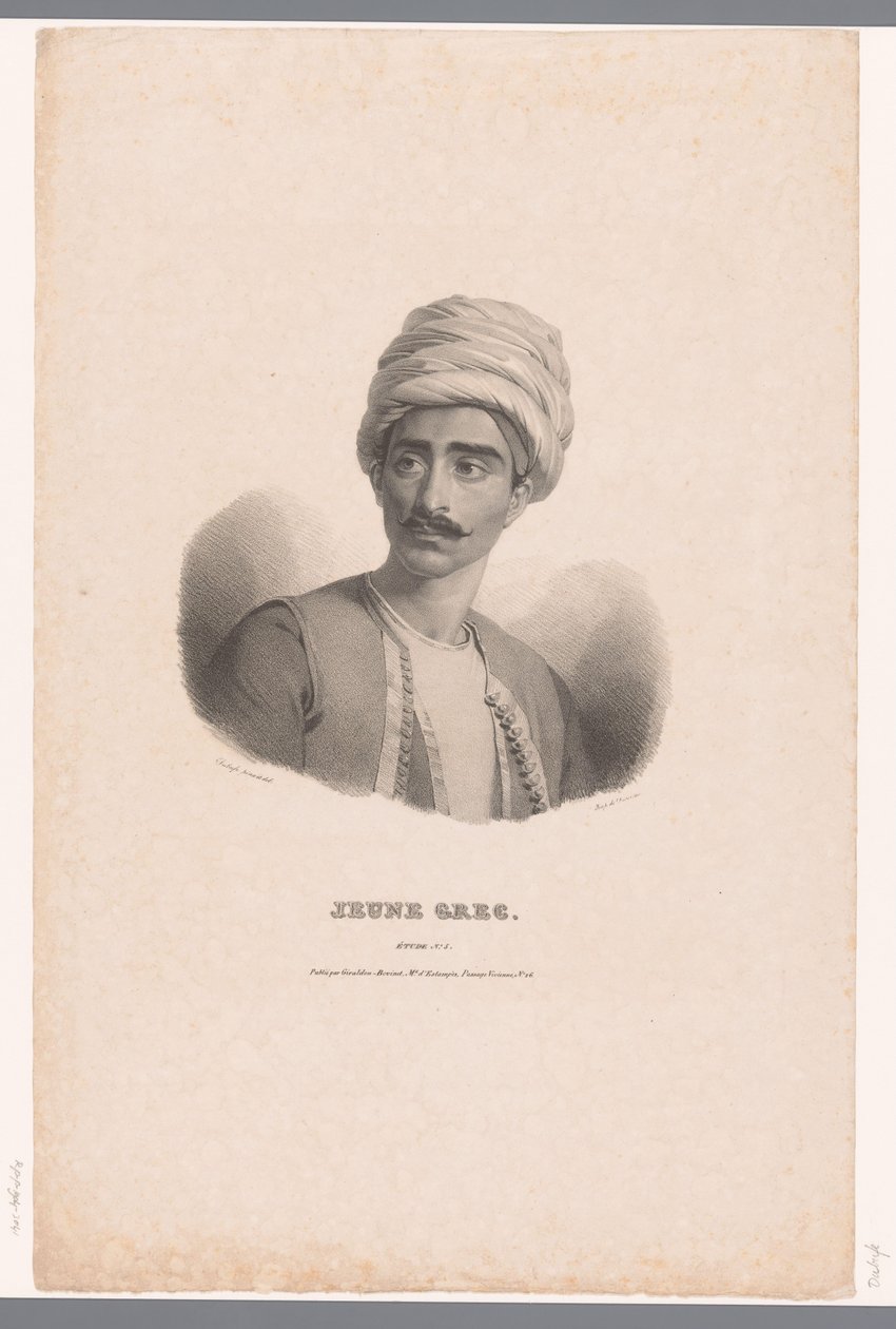Retrato de un joven griego Jeune Grec (título sobre objeto) Estudios (título de la serie sobre el objeto) de Claude Marie Dubufe