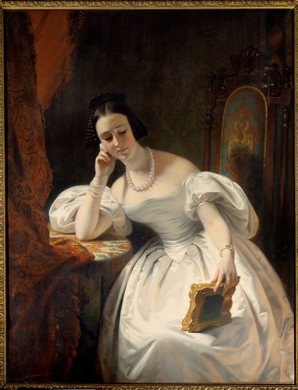 Joven en el espejo de Claude Marie Dubufe