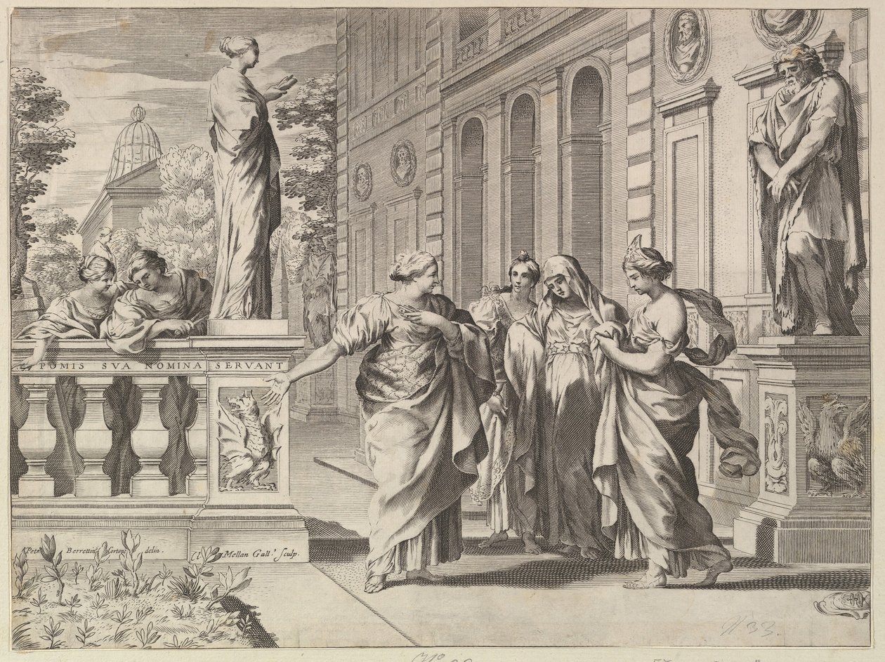 Alegoría en honor del Colegio Romano fundado por la familia Borghese de Claude Mellan