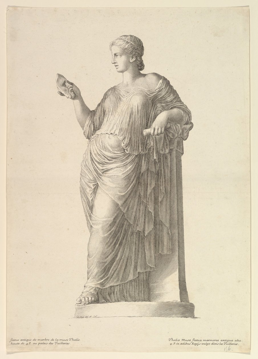 Estatua antigua de la Musa Talía, 1669 de Claude Mellan