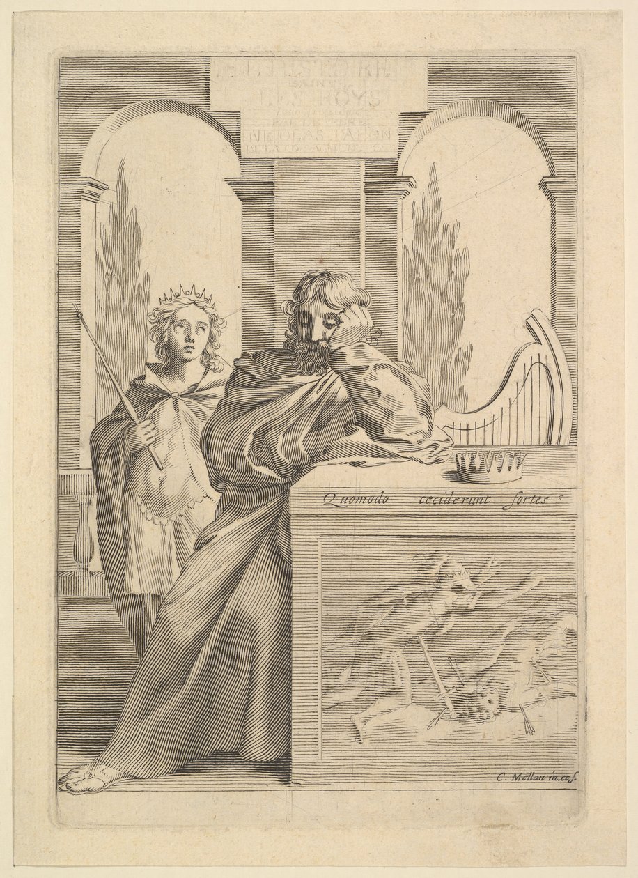 David: Página de título para Talon, La Historia Sagrada, III, 1645 de Claude Mellan