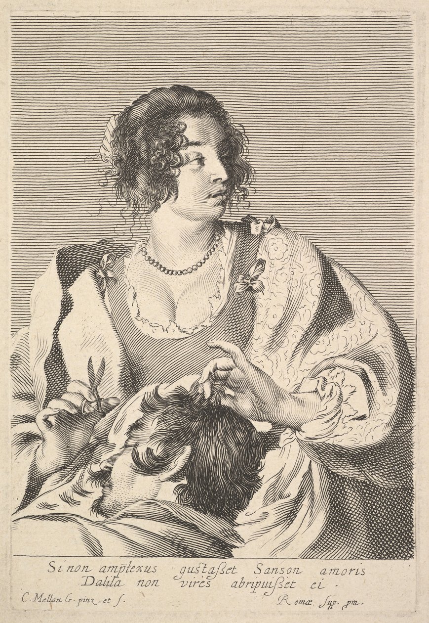 Dalila cortando el cabello de Sansón de Claude Mellan