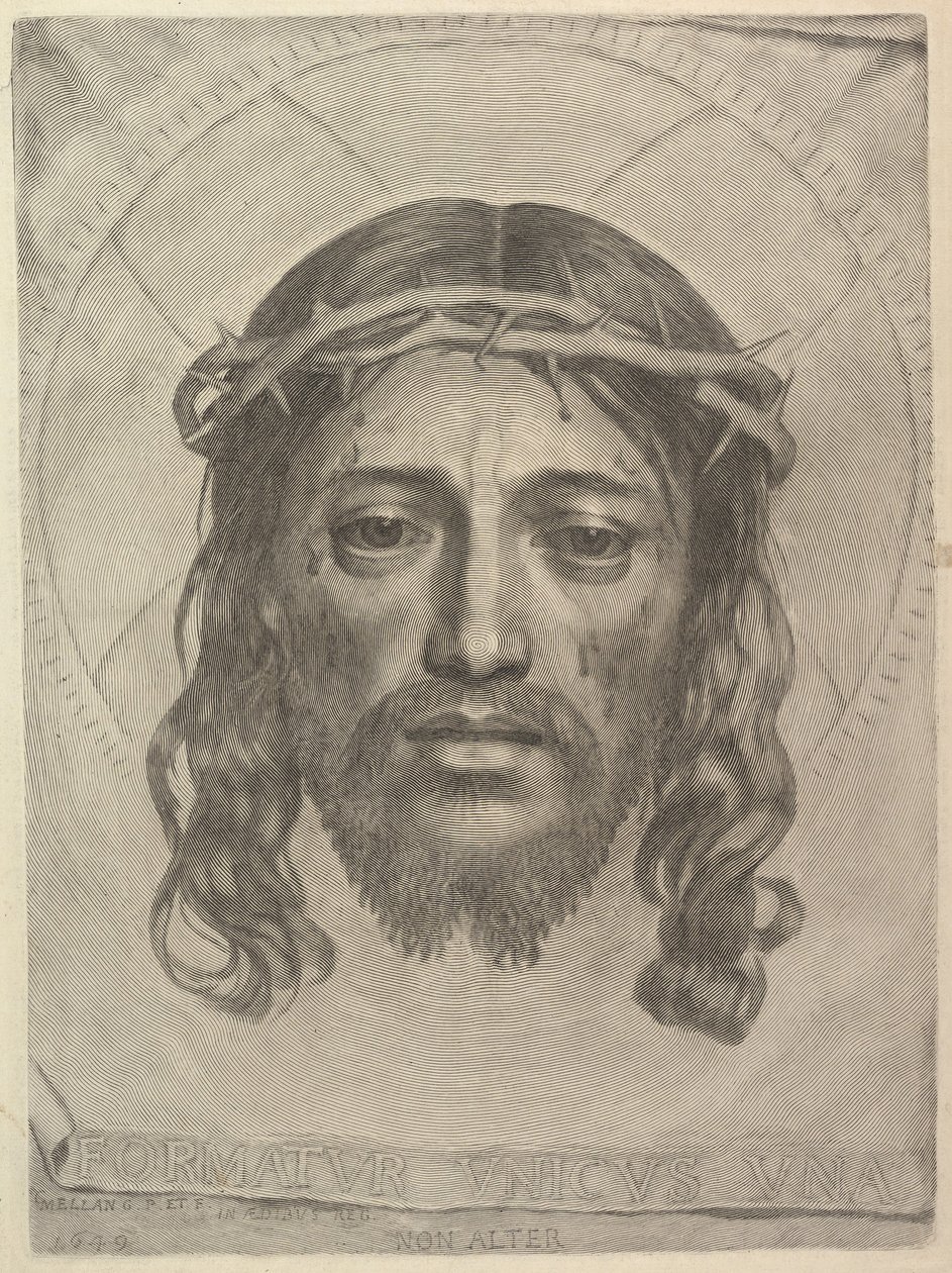 Rostro de Cristo en el paño de Santa Verónica, 1649 de Claude Mellan