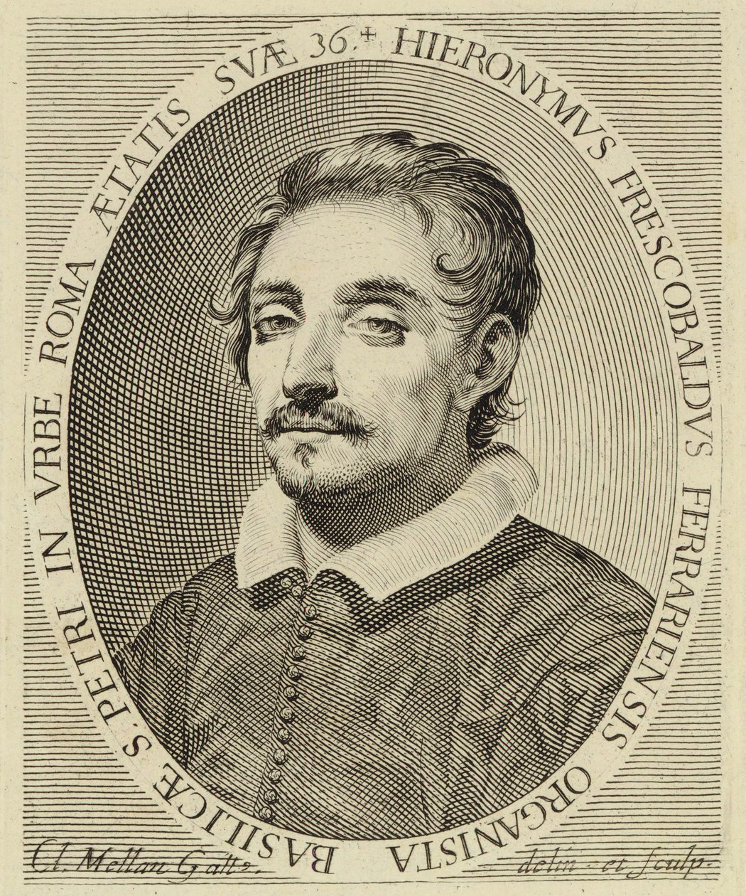 Girolamo Frescobaldi (1583-1643), grabado por Claude Mellan (1619). de Claude Mellan