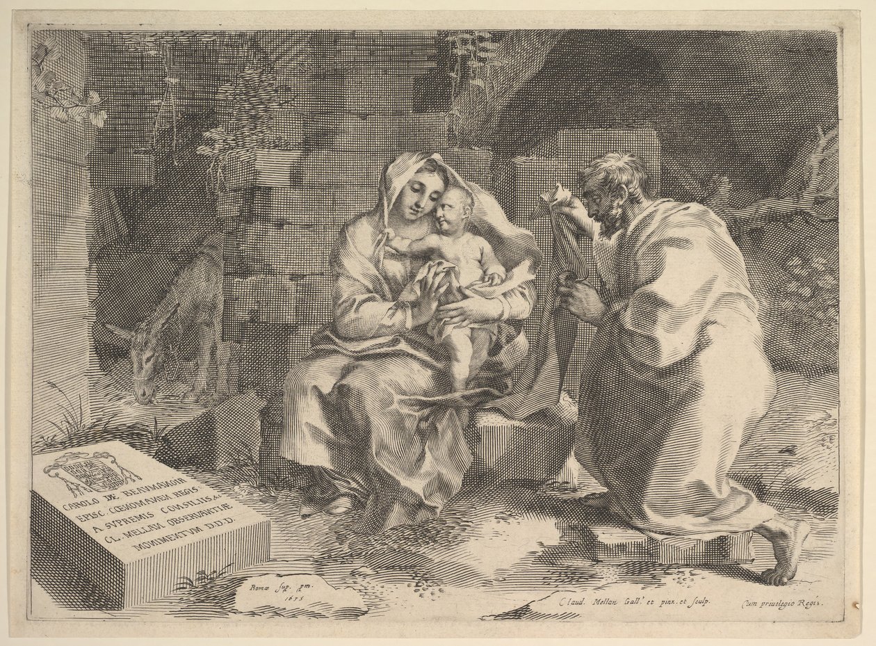 Sagrada Familia Repos pendant la fuite en Égypte, 1635 de Claude Mellan