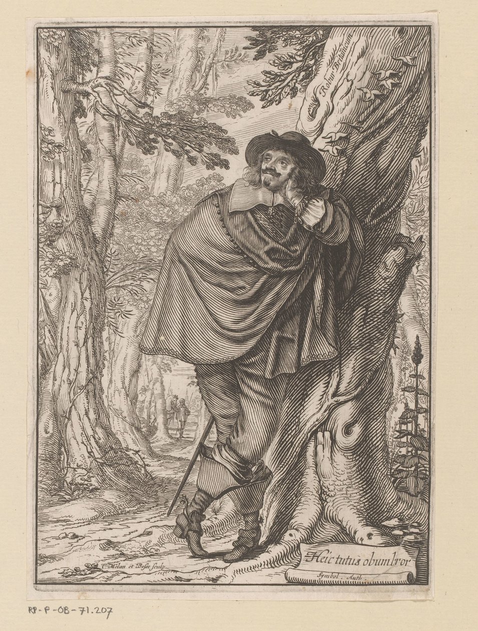 James Howell apoyado contra un árbol Página de título para: James Howell, Dendrologie (...), 1641 de Claude Mellan