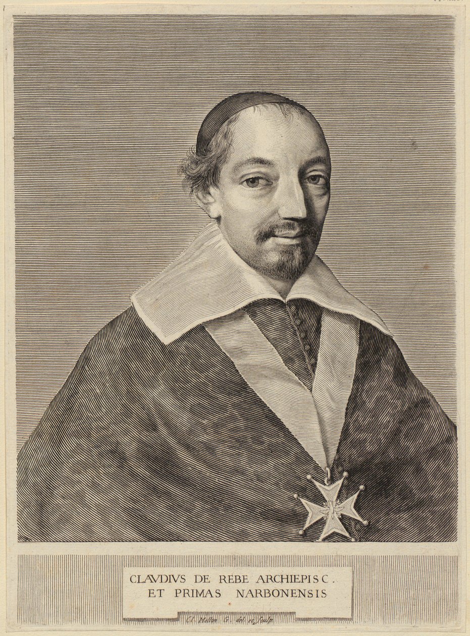 Retrato de Claude de Rebé, arzobispo de Narbona de Claude Mellan