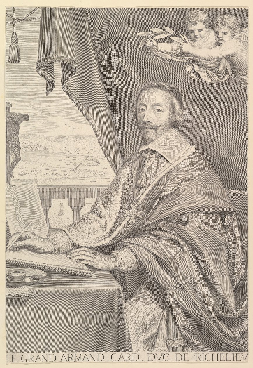 Retrato del Cardenal Richelieu, 1651 de Claude Mellan