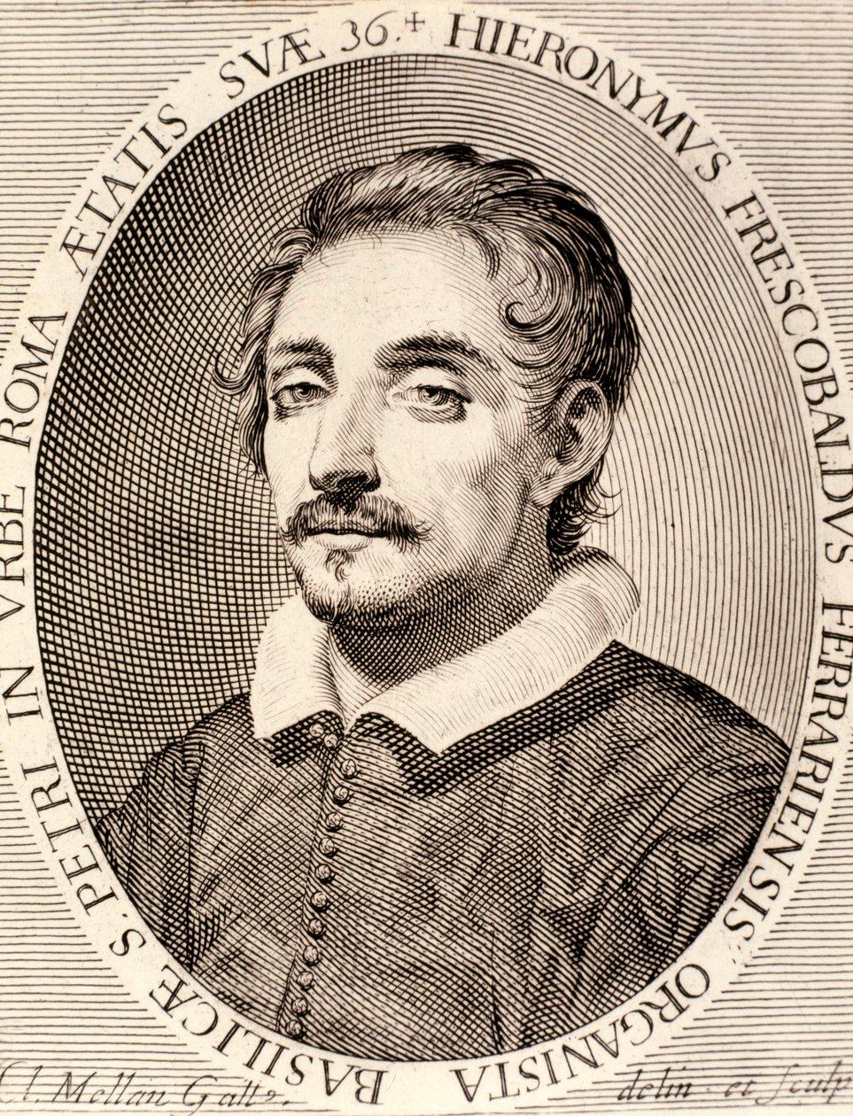 Retrato de Girolamo Frescobaldi (aguafuerte) de Claude Mellan