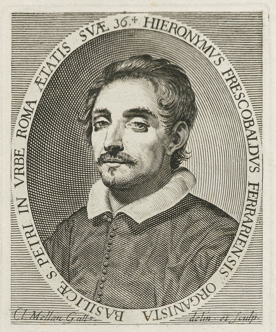 Retrato del compositor Girolamo Frescobaldi 1583-1643, 1634 de Claude Mellan