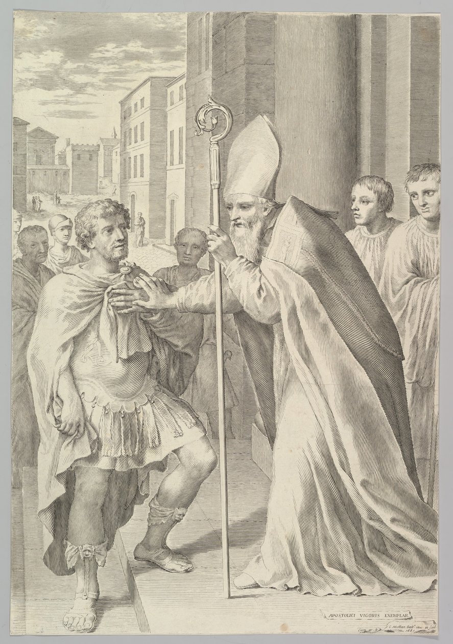 San Ambrosio, Arzobispo de Milán, Rechazando al Emperador Teodosio, 1681 de Claude Mellan