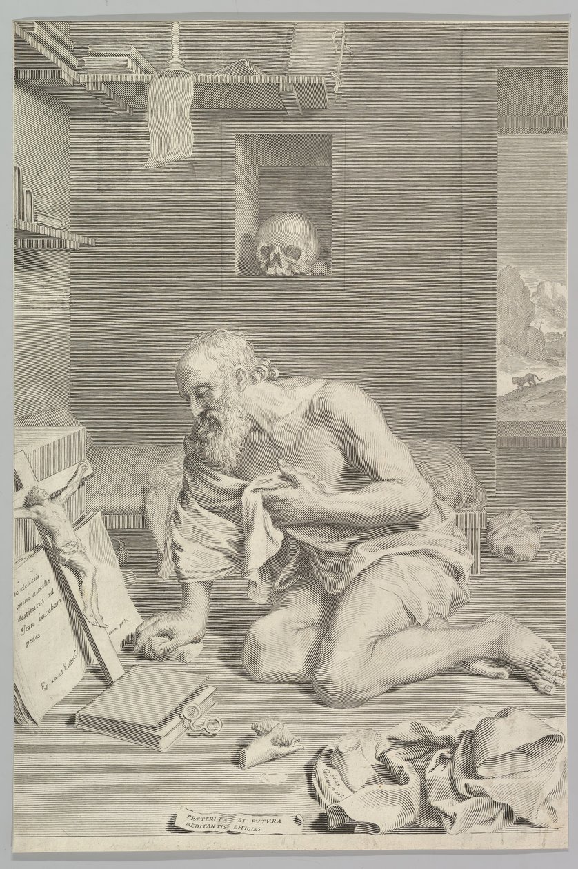 San Jerónimo rezando en su celda, 1665 de Claude Mellan