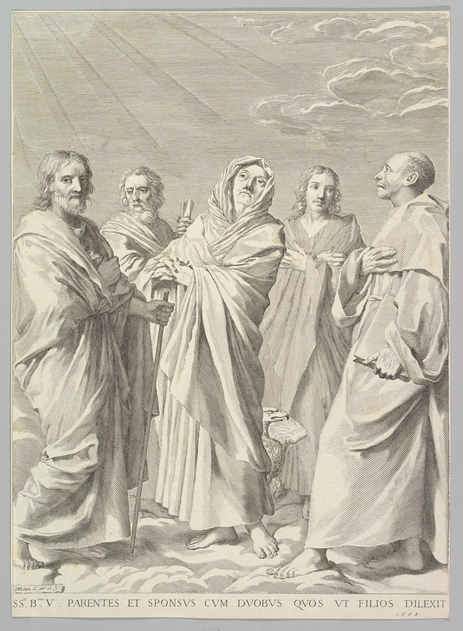 Santos Ana, José, Joaquín, Bernardo y Juan el Evangelista, 1648 de Claude Mellan
