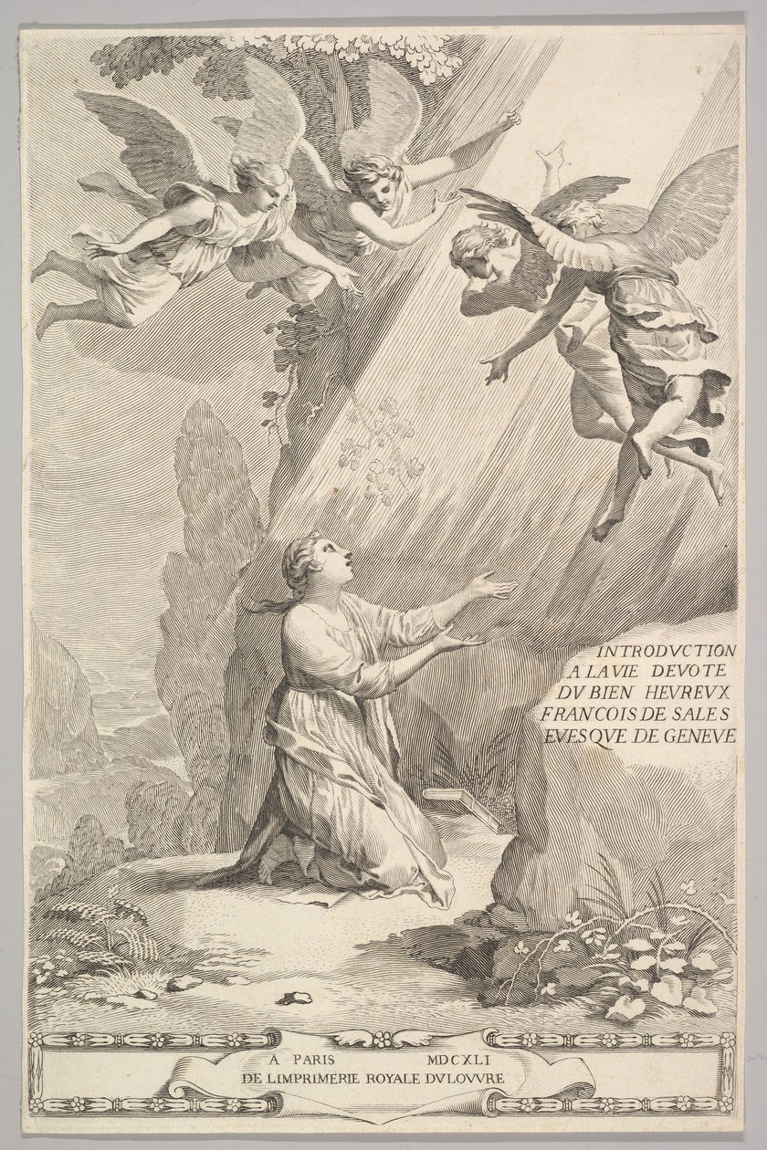 Página de título para François de Sales, Introducción a la vida devota, 1641 de Claude Mellan