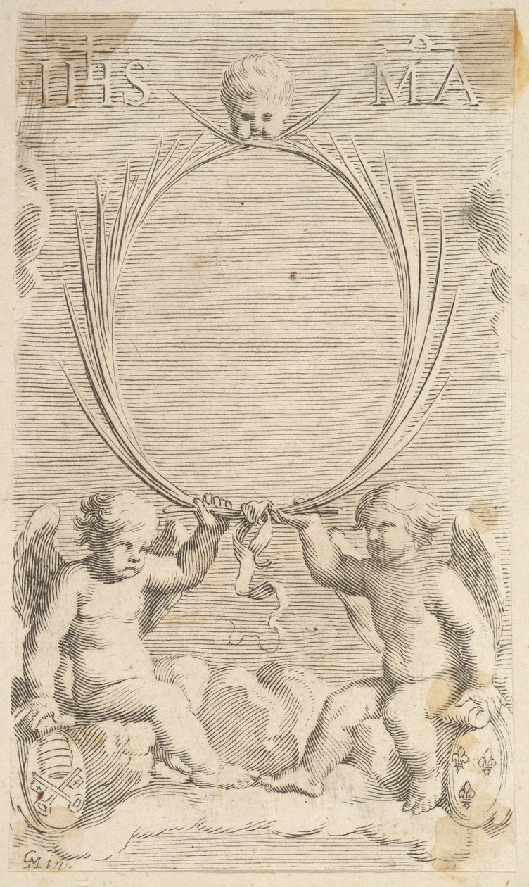 Dos Ángeles Sentados en Nubes de Claude Mellan