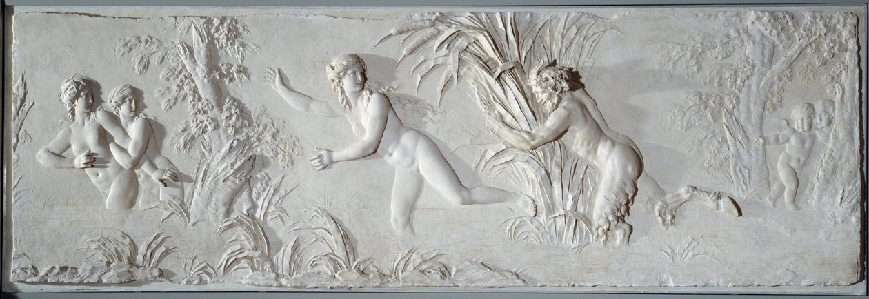 Pan persiguiendo a Syrinx bajo la mirada de Amour Bajo relieve de Claude Michel dit Clodion. Alrededor de 1782 París, Museo del Louvre de Claude Michel Clodion