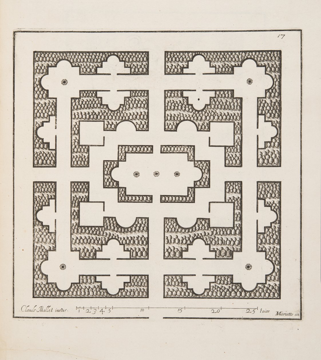 Diseño para Parterre, del Theatre des Plans et Jardinages, pub.1652 de Claude Mollet