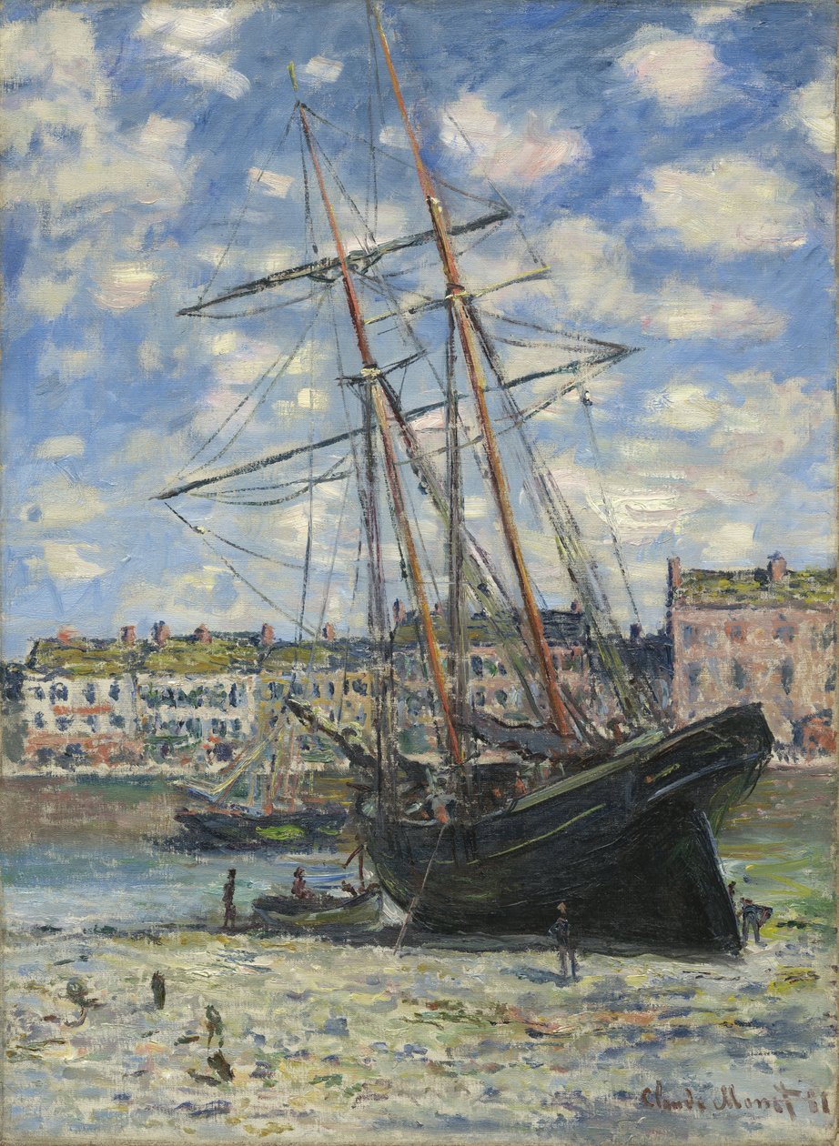 Barco varado con marea baja de Claude Monet