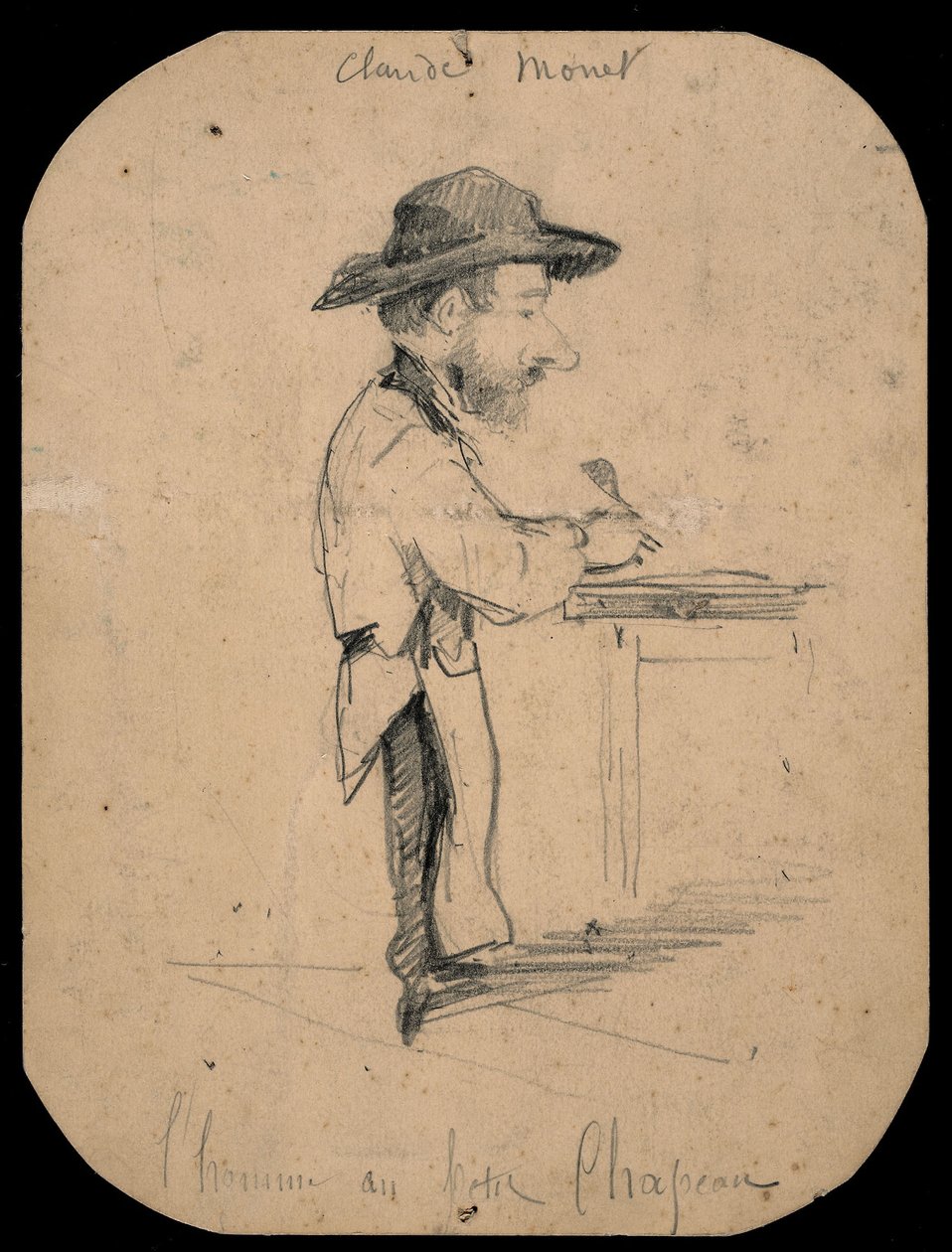 Caricatura de un hombre con sombrero pequeño de Claude Monet