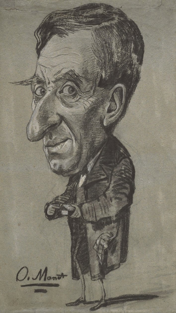 Caricatura de un hombre con una caja de rapé de Claude Monet