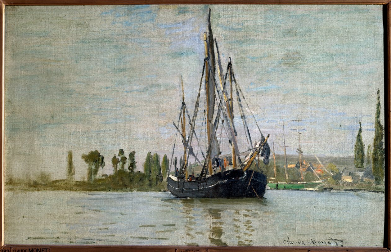 Chasse maree (Chasse-Maree) anclado cerca de Rouen, Pintura de Claude Monet (1840-1926) de Claude Monet