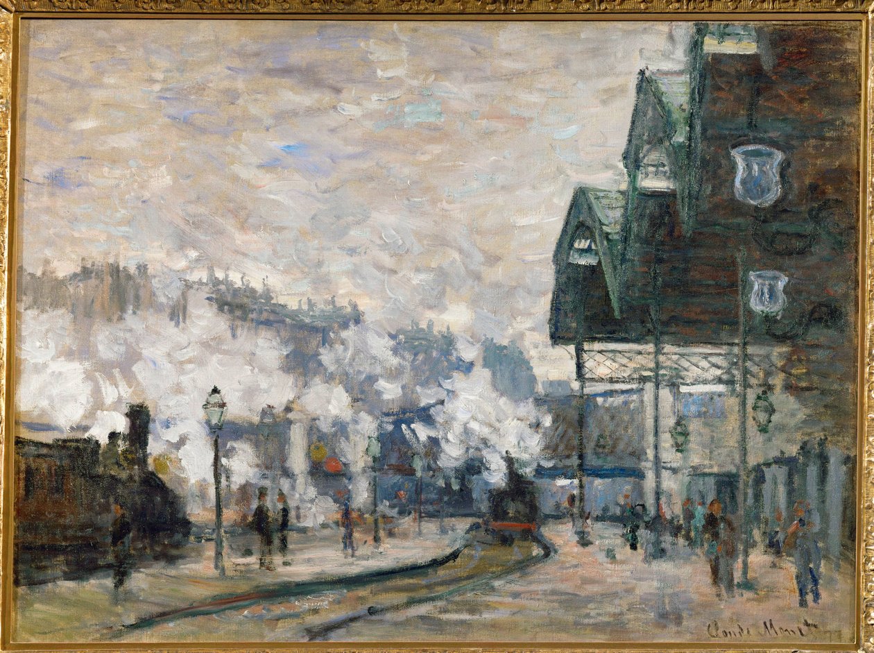 Gare St. Lazare, los muelles occidentales (óleo sobre lienzo) de Claude Monet