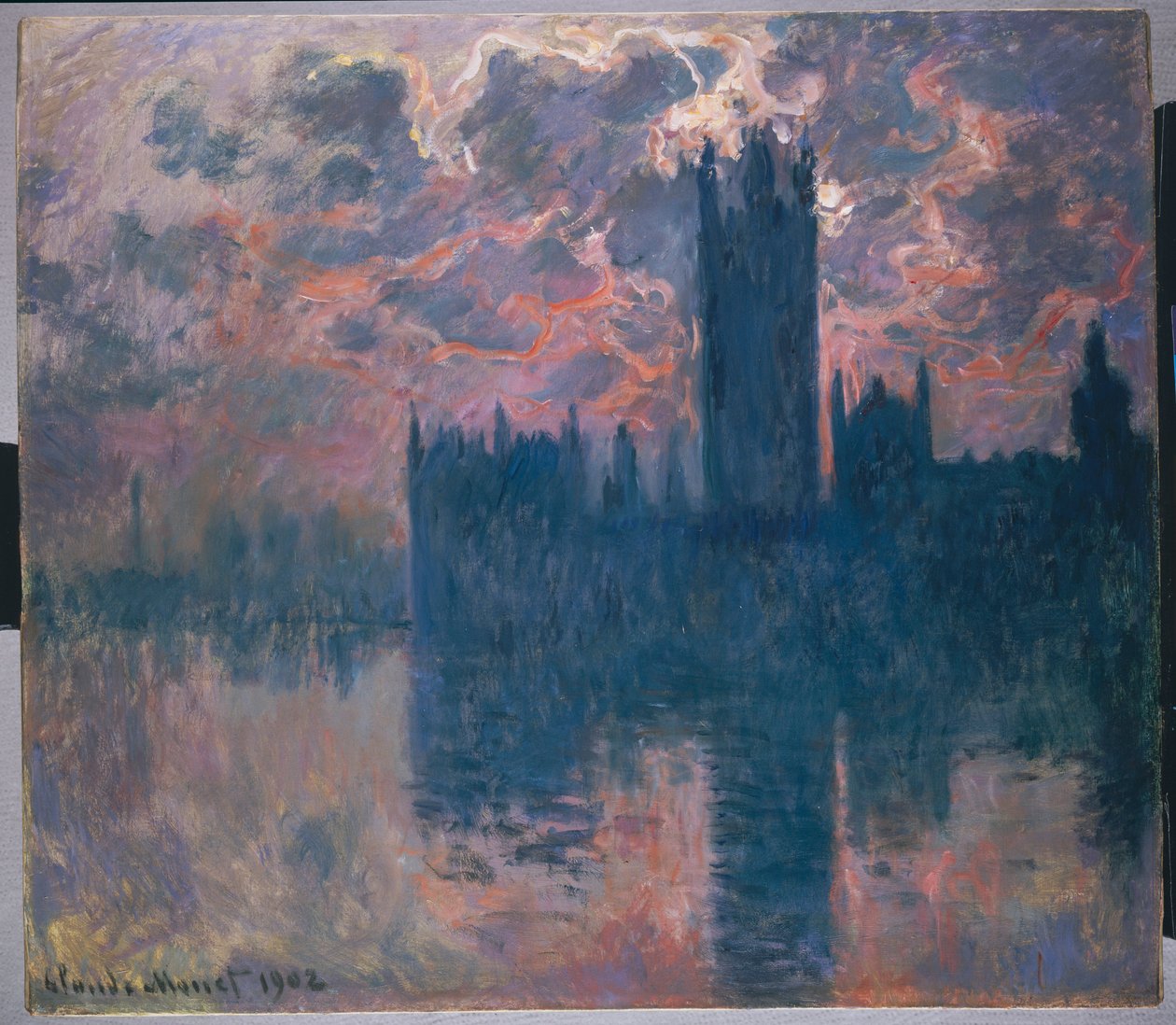 Casas del Parlamento, atardecer, 1902 de Claude Monet