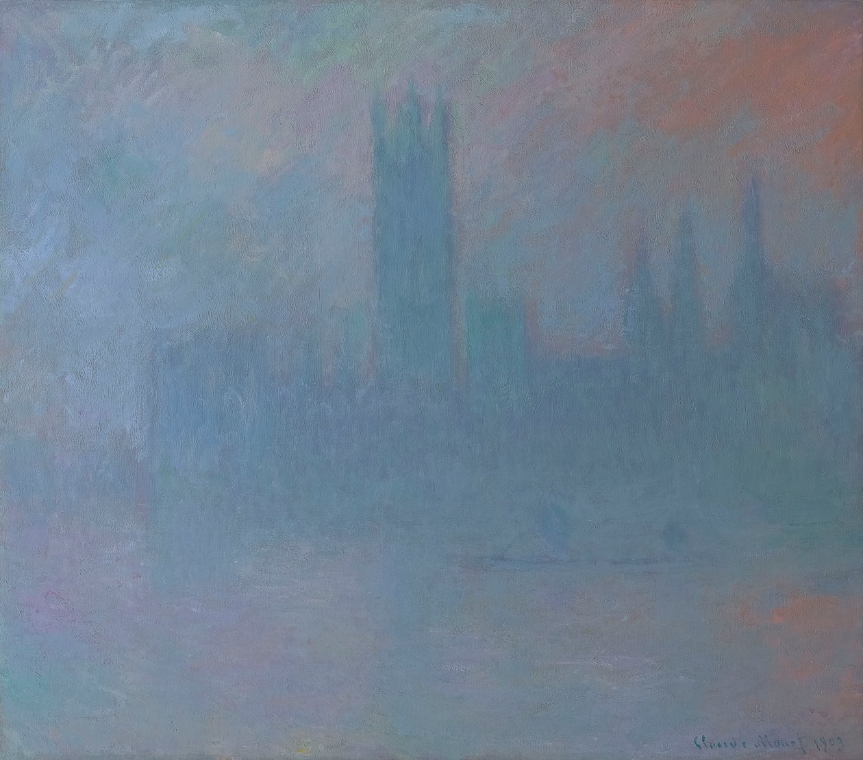 Houses of Parliament in the Fog 1903 (Óleo sobre lienzo) de Claude Monet