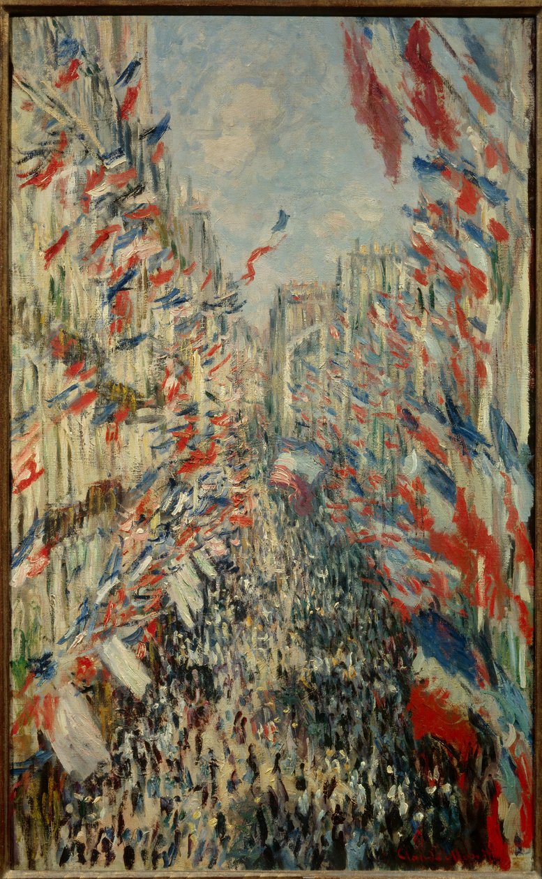 La rue Montorgueil en París, fiesta del 30 de junio de 1878 - Pintura de Claude Monet (1840-1926) de Claude Monet