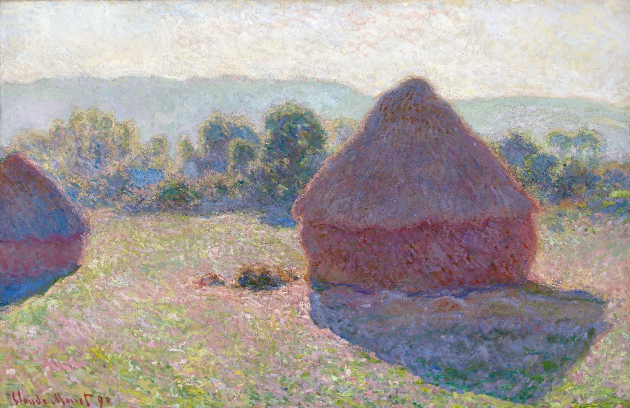 Les meules a midi (Pajares, mediodía) - Pintura de Claude Monet (1840-1926), óleo sobre lienzo, 65,6 x 100,6 cm de Claude Monet