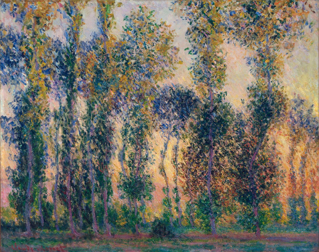 Álamos en Giverny (Francia), amanecer. Pintura de Claude Monet (1840-1926), óleo sobre lienzo de Claude Monet