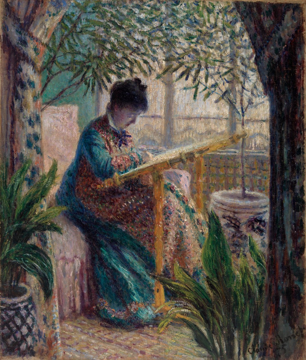 Bordado de Madame Monet (Camille en el oficio) de Claude Monet