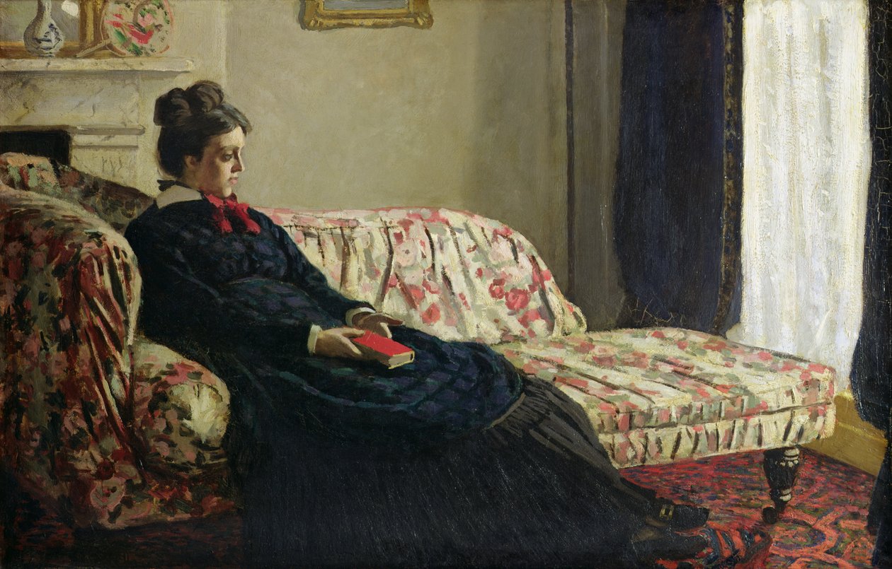 Meditación, o Madame Monet en el sofá, c.1871 de Claude Monet