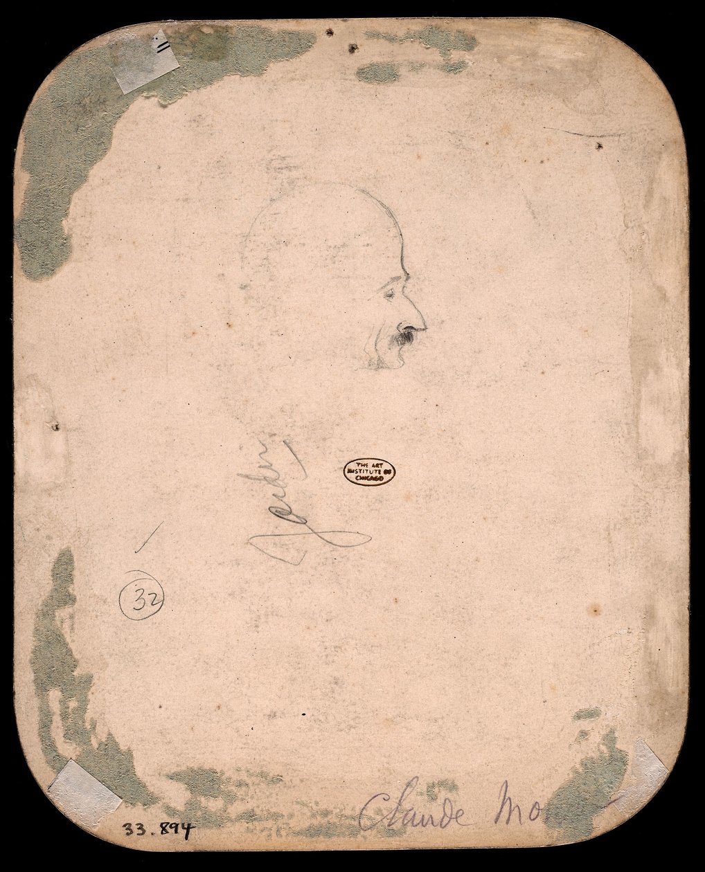 Monet - Boceto de cabeza masculina de perfil (verso), 1855-56, 1933.894 de Claude Monet