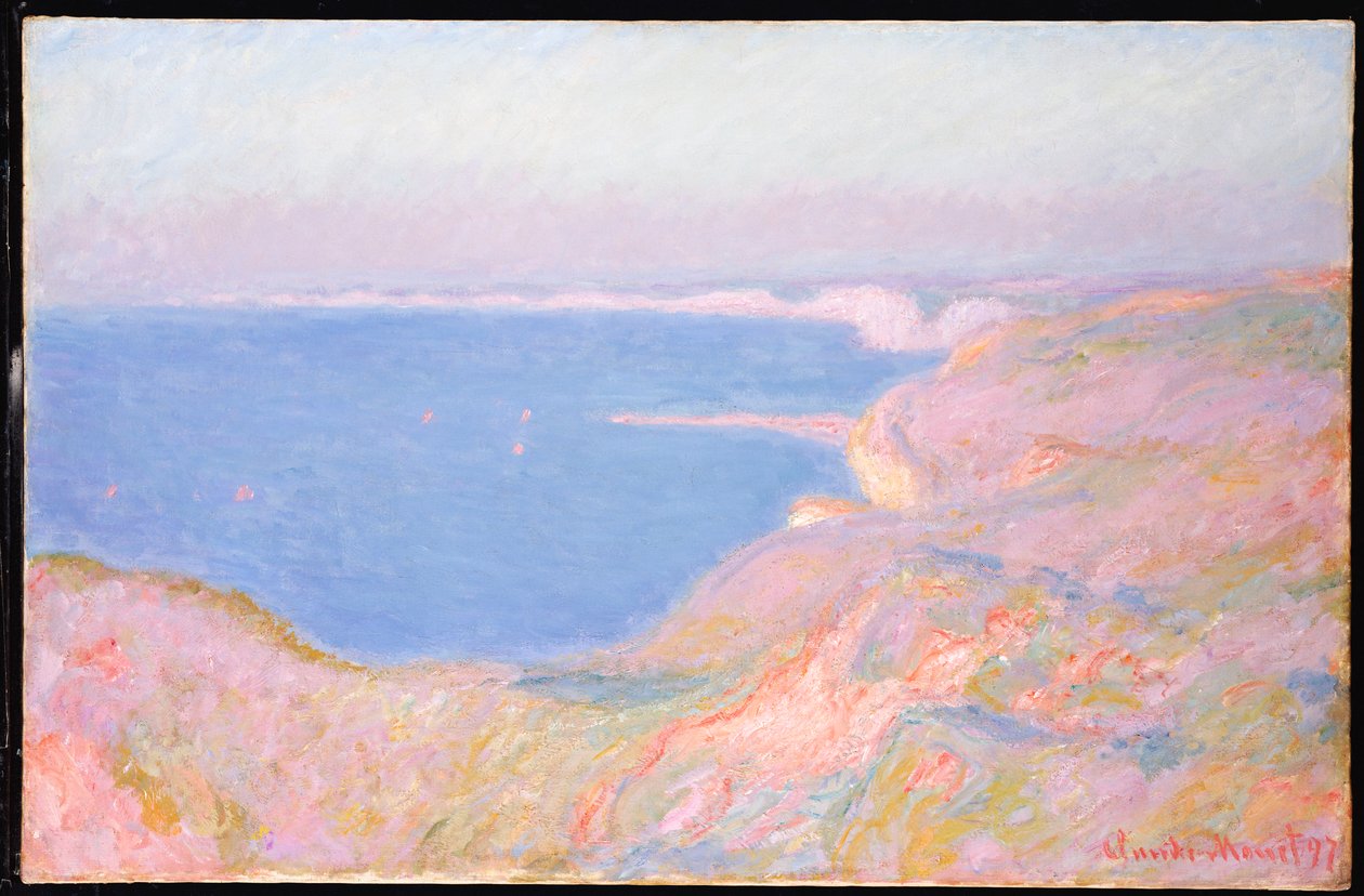 En los acantilados cerca de Dieppe, atardecer, 1897 de Claude Monet