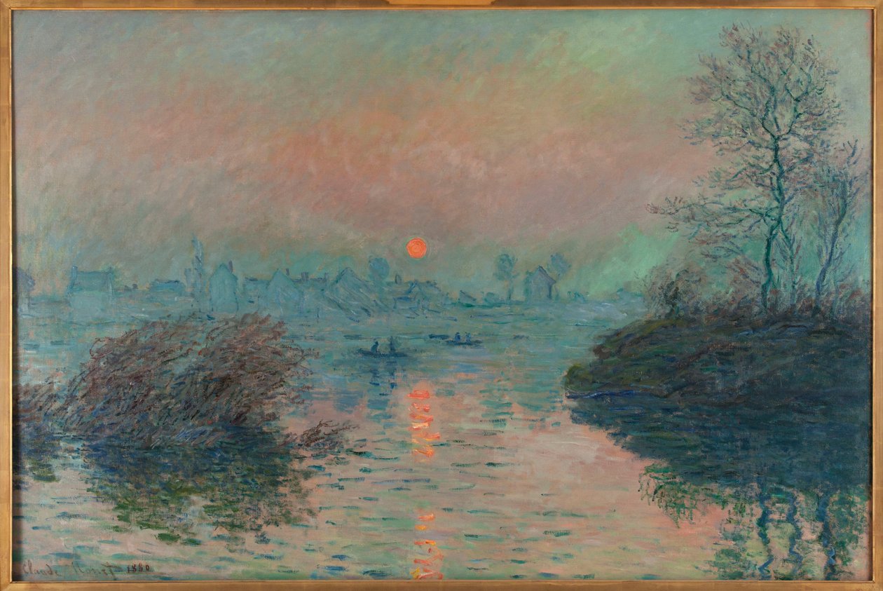 Puesta de sol sobre el Sena en Lavacourt, ambiente invernal de Claude Monet